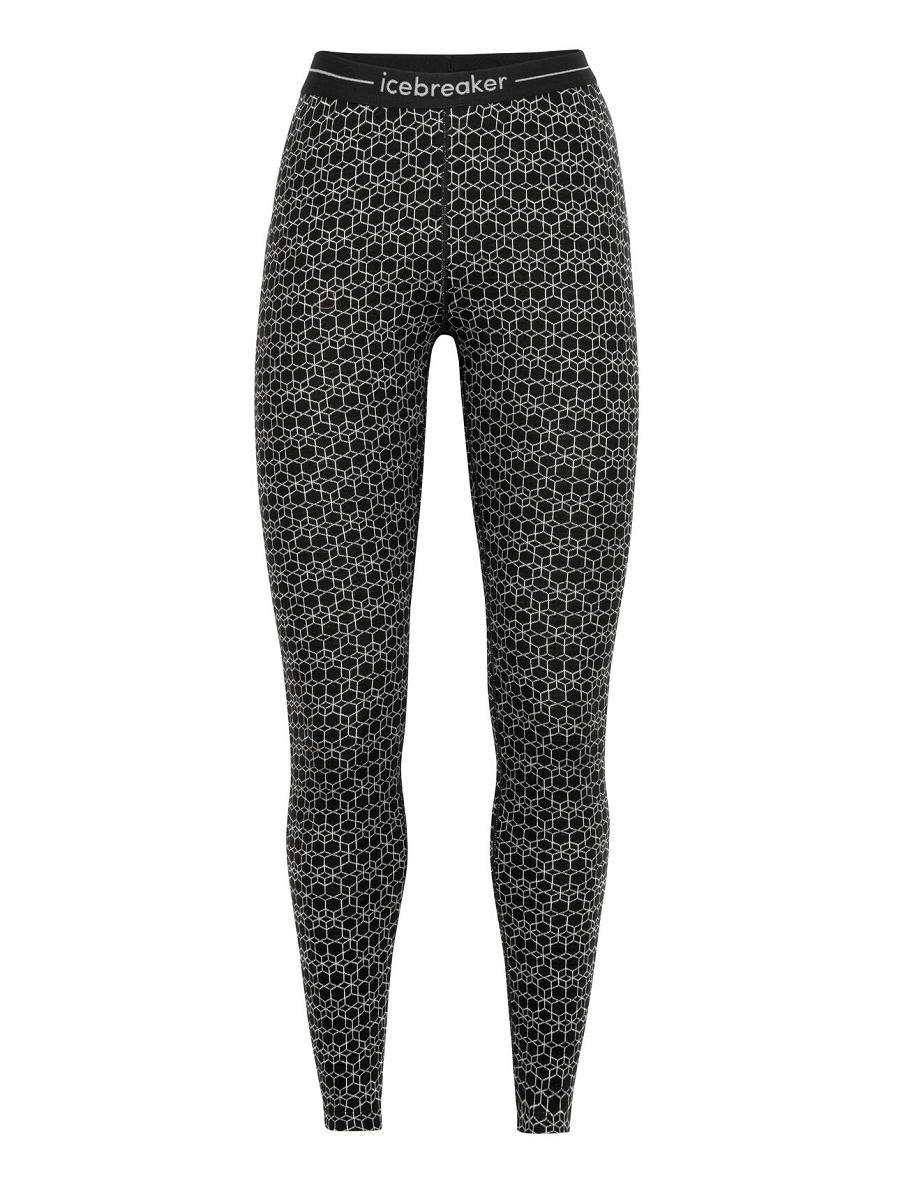 Icebreaker Merino 250 Vertex Leggings Alpine Geo Naisten Base Layers Mustat Valkoinen | FI 1846VRWD